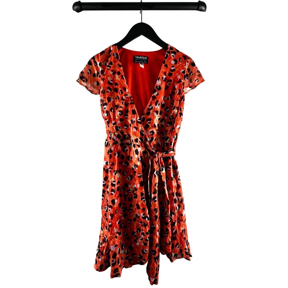 ModCloth x Hutch Orange Leopard Prowl Mini Dress Small NWOT